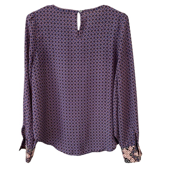 LOFT Long Sleeve Blue Maeve Black Blouse Size XS - Picture 4 of 4